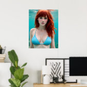 Schöne Rothaarweibchen Unterwasserfotografie Poster (Heimbüro)