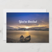Schöne Rowboote Wasser Sonnenaufgang Foto Geburtst Einladung (Vorderseite)