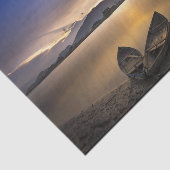 Schöne Rowboote Wasser Sonnenaufgang Foto Seidenpapier (Ausschnitt)