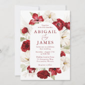 Schöne Ruby Red & White Floral Wedding Einladung (Vorderseite)