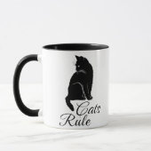 Schöne Rückenkatze mit "Cats Rule" Text Tasse (Links)