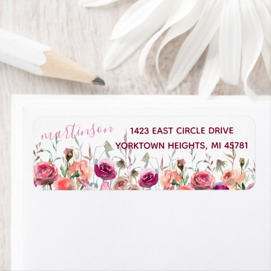 Schöne Rücksendeadresse Wasserfarbenfrohe Blumen (Insitu)