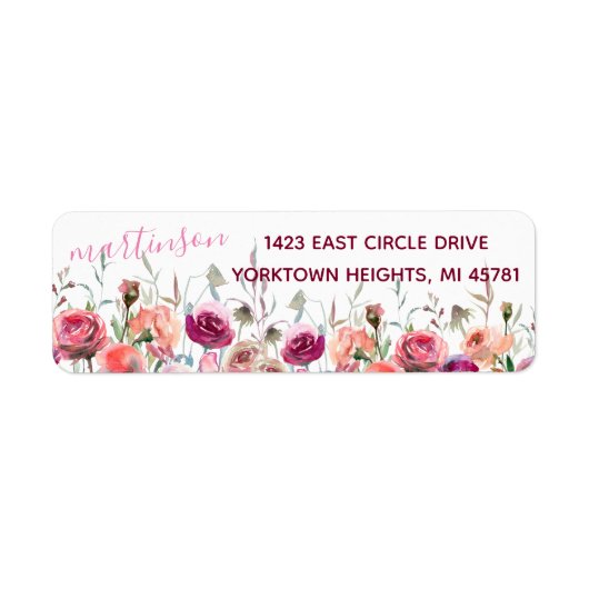 Schöne Rücksendeadresse Wasserfarbenfrohe Blumen (Vorne)