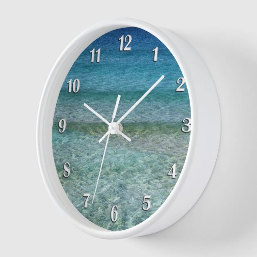 Schöne ruhige Karibik Weiße Zahlen Uhr (Winkel)