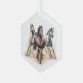 Schöne Running Wild Horses Ornament Aus Glas (Vorderseite Links)