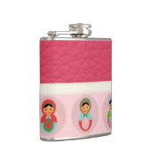 Schöne russische Verschachtelungs-Puppen auf Leder Flachmann (Rechts)