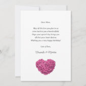 Schöne rustikal rosa Blumenkarte zum Geburtstag fü Karte (Rückseite)