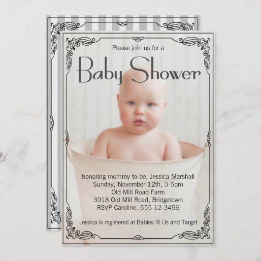 Schöne rustikale Babydusche Einladung (Vorne/Hinten)