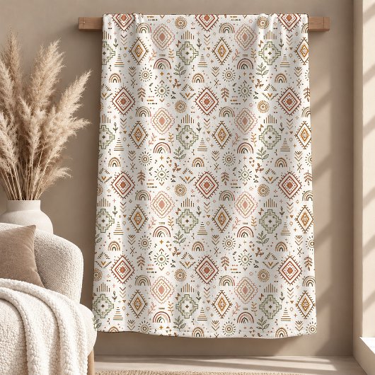 Schöne rustikale beige Boho-Regenbogen-Decke Fleecedecke