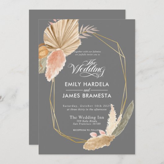 Schöne rustikale Blätter Wasserfarben Budget Hochz Einladung (Vorne/Hinten)