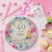 Schöne rustikale Blume 40. Geburtstag Moderne Pappteller (Party)