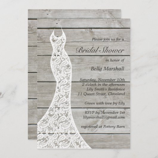 Schöne Rustikale Brautdusche Einladung (Vorne/Hinten)