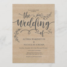 Schöne rustikale Einladungskarte für Hochzeiten