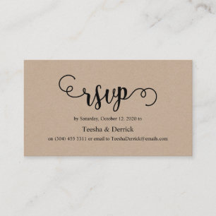 Schöne rustikale, elegante schwarze Kraft, Wedding Begleitkarte