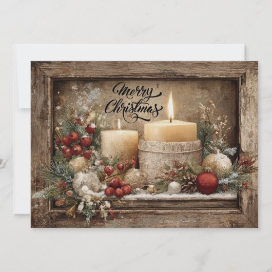 Schöne rustikale Frohe Weihnachtsgrüße Karte (Vorderseite)