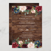 Schöne Rustikale Hochzeit in Burgund Einladung (Vorne/Hinten)