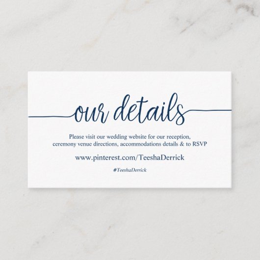 Schöne rustikale Marine, unsere Website für Hochze Begleitkarte (Vorderseite)