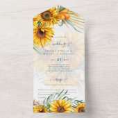 Schöne rustikale Sonnenblumen Pampas Grass Wedding All In One Einladung (Innen Boden)