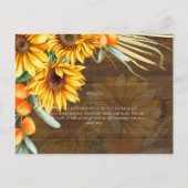 Schöne rustikale Sonnenblumen Pampas Grass Wedding Postkarte (Rückseite)