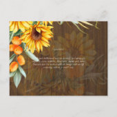 Schöne rustikale Sonnenblumen Pampas Grass Wedding Postkarte (Rückseite)