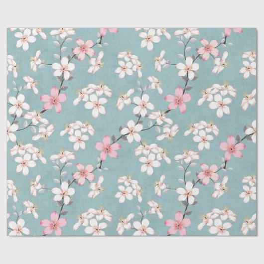 Schöne rustikale Vintage Kirschblüten Geschenkpapier (Flach)