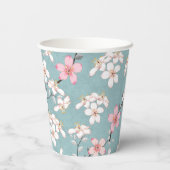 Schöne rustikale Vintage Kirschblüten Pappbecher (Rückseite)