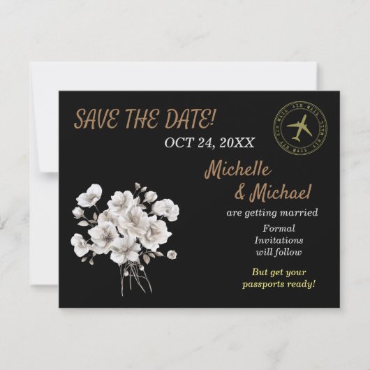 Schöne rustikale weiße Blume Save the Date Mitteilungskarte (Vorderseite)