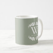 Schöne Sage Green Monogram Kaffeetasse (VorderseiteRechts)