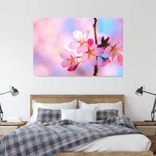 Schöne Sakura-Blume auf vertikaler Seite Leinwanddruck (Insitu (Schlafzimmer))