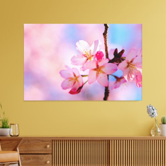 Schöne Sakura-Blume auf vertikaler Seite Leinwanddruck (Insitu (Wohnzimmer))