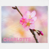 Schöne Sakura Kirschblüten Fleecedecke (Vorderseite (Horizontal))