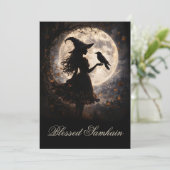 Schöne Samhain-Segnung mit Hexe und Rabe (Stehend Vorderseite)