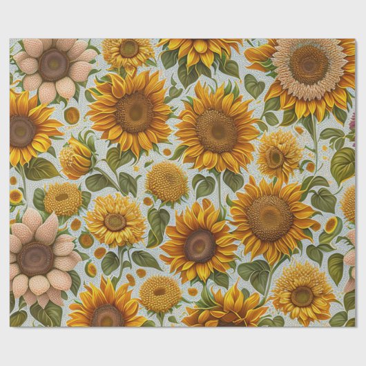 Schöne Sammlung moderner Sonnenblumen Geschenkpapier (Flach)