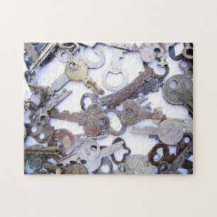 Schöne Sammlung von alten antiken Skelettschlüssel Puzzle
