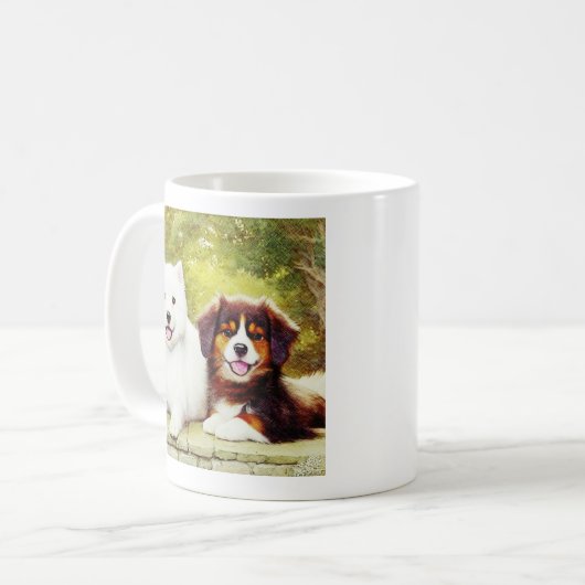 Schöne Samoyed & English Shepherds Kaffeetasse (Vorderseite Links)