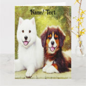 Schöne Samoyed & English Shepherds Karte (Gelbe Blume)