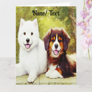 Schöne Samoyed & English Shepherds Karte