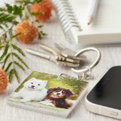 Schöne Samoyed & English Shepherds Schlüsselanhänger (Vorderseite rechts)