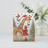 Schöne Santa Giraffe und Kind Postkarte (Stehend Vorderseite)
