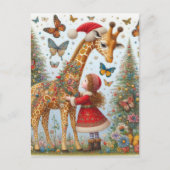 Schöne Santa Giraffe und Kind Postkarte (Vorderseite)
