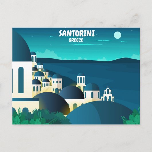 Schöne Santorin am Abend Griechenland Postkarte (Vorderseite)