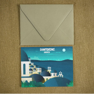 Schöne Santorin am Abend Griechenland Postkarte