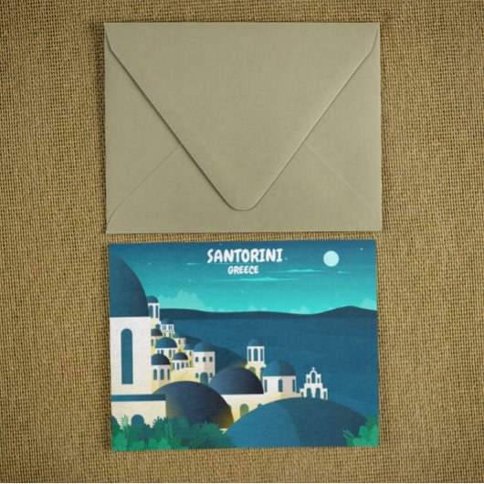 Schöne Santorin am Abend Griechenland Postkarte