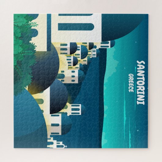 Schöne Santorin am Abend Griechenland Puzzle (Horizontal)