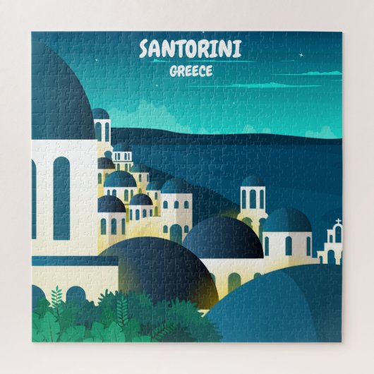 Schöne Santorin am Abend Griechenland Puzzle (Vertikal)