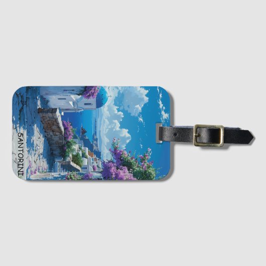 Schöne Santorini Griechenland Blick auf den Ozean Gepäckanhänger (Vorderseite (Horizontal))