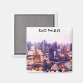 Schöne Sao Paulo Brasilien Skyline-Malerei Magnet (Vorderseite/Rückseite)