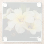 Schöne Satin-Blume auf schwarz Glasuntersetzer (Rückseite)