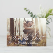 Schöne Save-The-Date-Karte mit Skript Save The Date (Stehend Vorderseite)