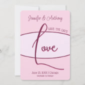 Schöne Save the Date rosa Liebe Hochzeit Einladung (Vorderseite)